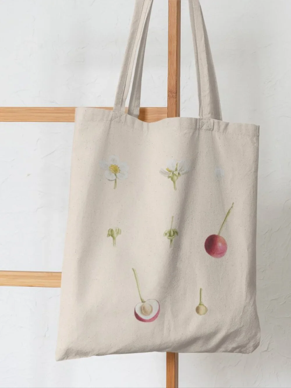 Sour Cherry Vintage Floral Print Graphic Canvas Tote Bag